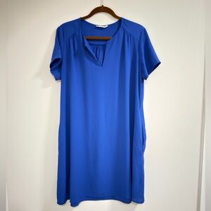 Vibrant Blue Short Sleeve Dress with pockets